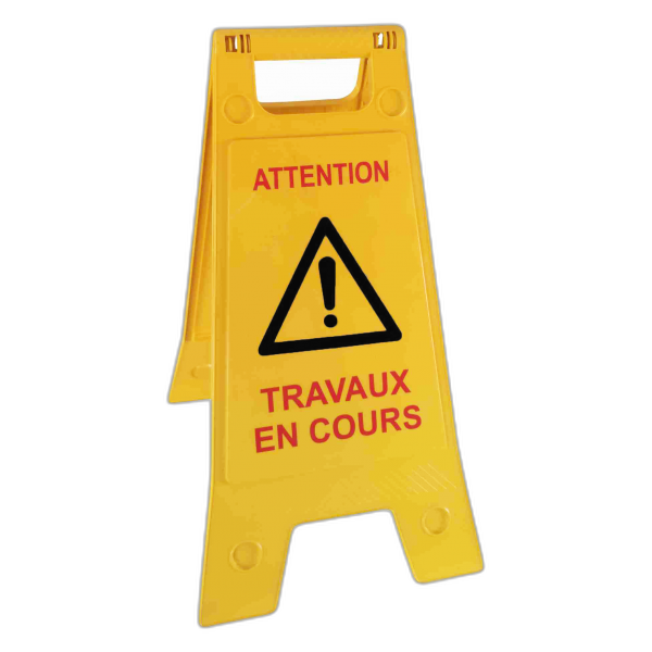 CC020110 Chevalet de signalisation en PP jaune 62x30 cm "travaux en cours''