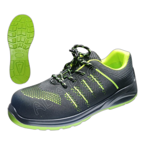 CH020300 Chaussure de protection sportive en tissu noir/vert fluo