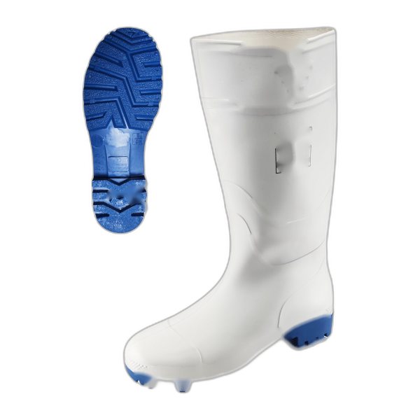 CH032200 Botte en PVC alimentaire blanche w-blue