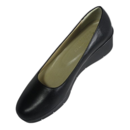 CH050300 
Chaussure demi talon pour femme en cuir noir
