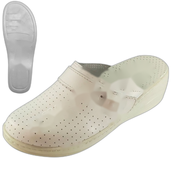 CH060100 
Sabot pour femme en cuir blanc