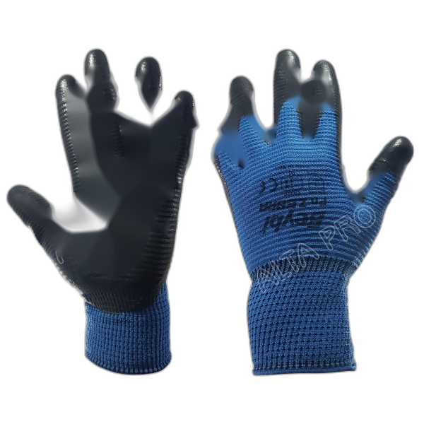 GT050230 
Gant tricoté nylon bleu enduit de nitrile noir