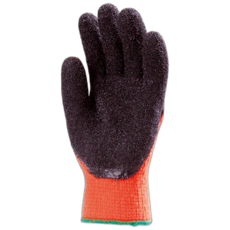 GT050410 
Gant tricoté coton-acrylique orange enduit latex crêpe noir