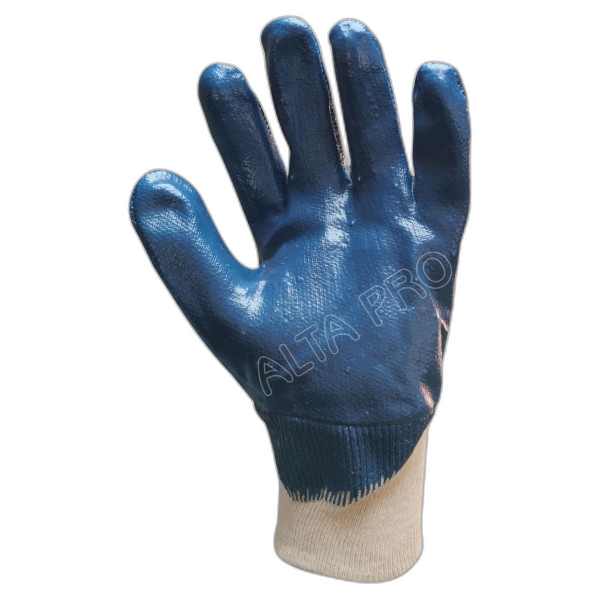 GT050700 Gant coton double enduction en nitrile bleu dos aère