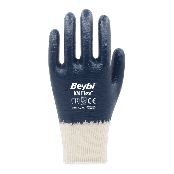 GT050720 Gant coton simple enduction en nitrile bleu dos aère