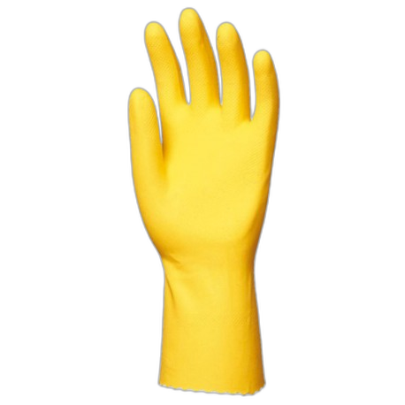 GT070400 Gant ménage floqué en latex naturel jaune