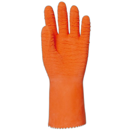 GT070610 
Gant latex crêpe orange support coton 34 cm