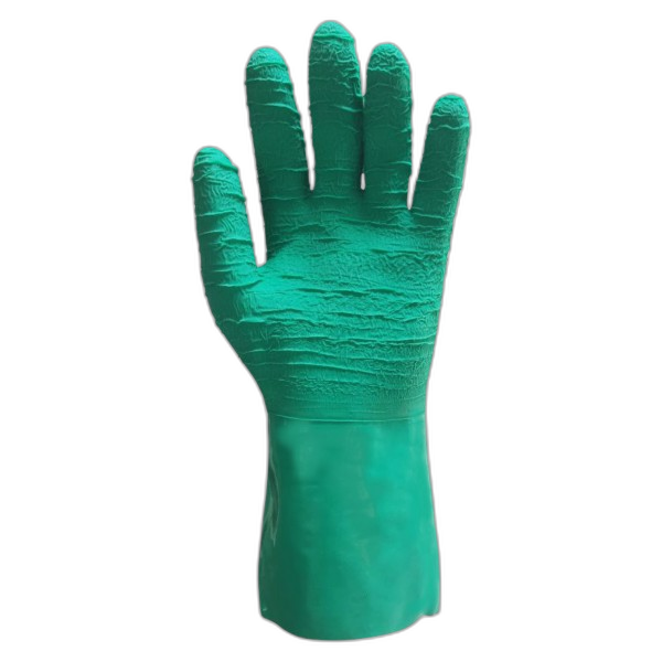 GT070619 Gant latex crêpe vert support coton 34 cm