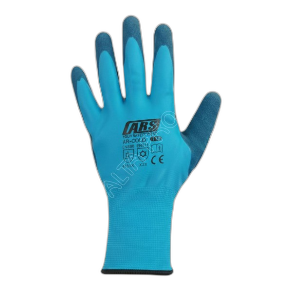 GT090810 Gant anti-froid en acrylique bleu tout enduit latex sablé bleu