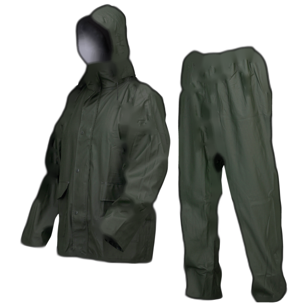 HT050310 Veste et pantalon imperméables en pu/polyester vert