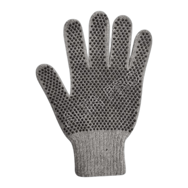 AA110210 Gant tricote en coton gris avec picots gris