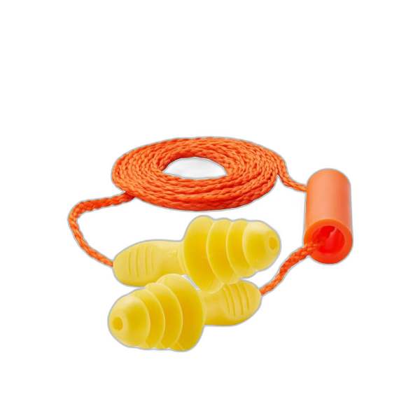 AD030201 Bouchons anti-bruit en élastomère jaune avec corde EP-565