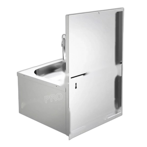 EF040020 Lavabos en inox 304, commande à genou avec distributeur de savon 1 L