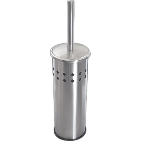 EJ020310 Socle et brosse toilette cylindrique en inox AISI 304 satiné perforé