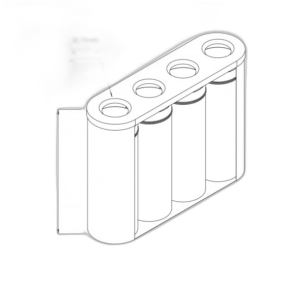 GA010550 Poubelle de tri sélectif ergo en inox AISI 304 quatre bacs 30 X 108 X 80 cm
