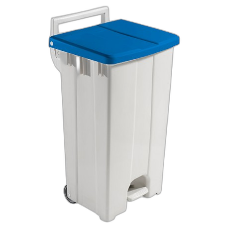 GA020301 
Poubelle blanc avec couvercle à pédale et roues 90 L