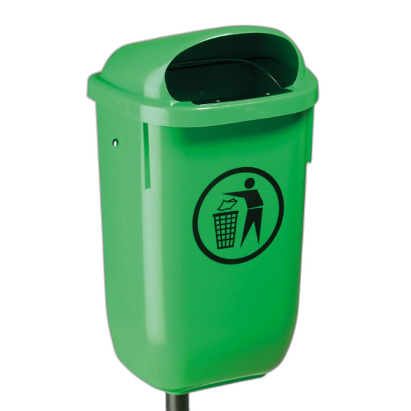 GA030701 Corbeille de rue en HDPE vert fixation mat ou mural 60 lt